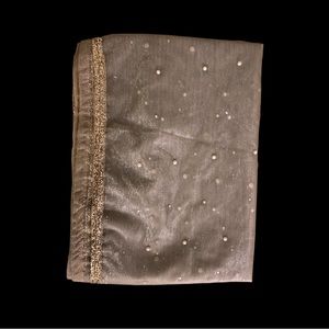 Shiny Sheer Shawl Net Beaded Grey